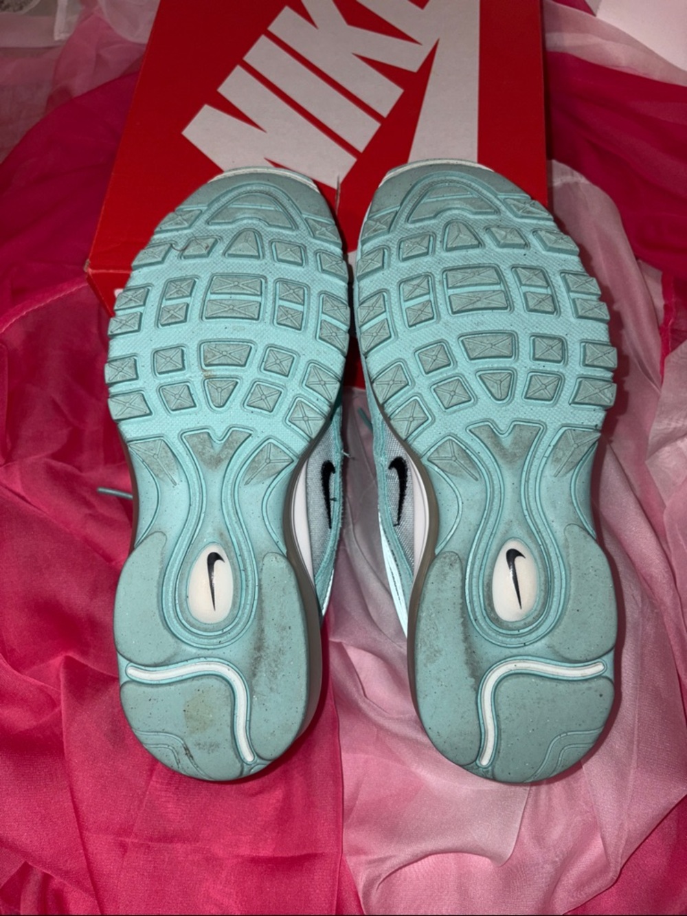 Nike Kid’s Air Max 97 GS Mint Teal Sneakers - Picture 9 of 13